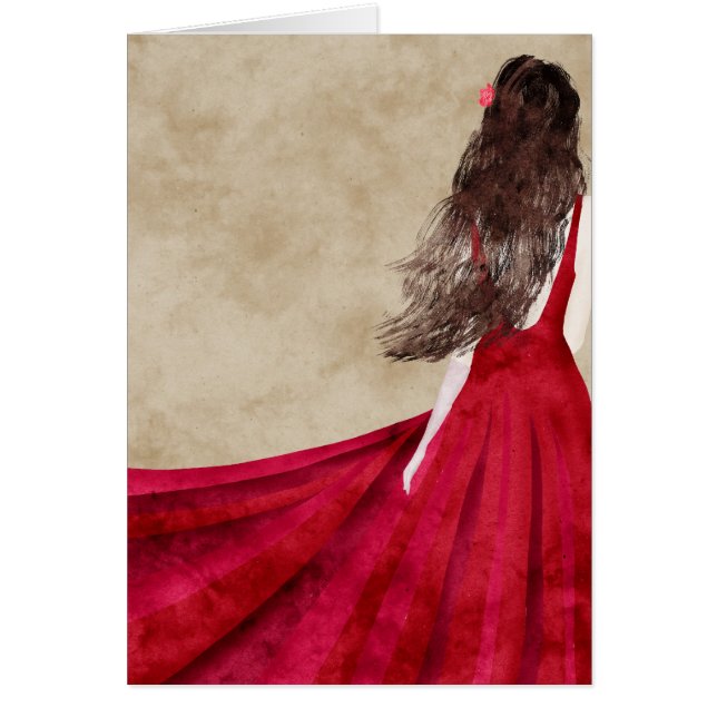 a young woman with long dark hair card (Front)