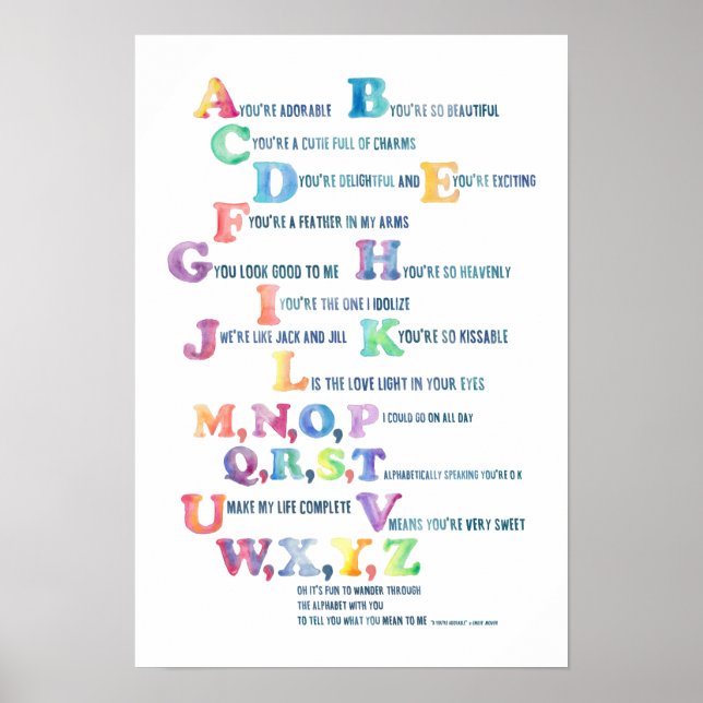 A, you're adorable Nursery Alphabet Poster-Delight Poster (Front)