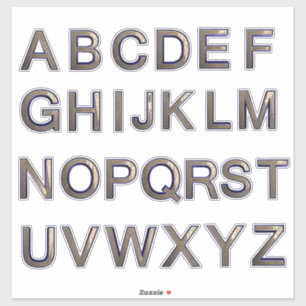 A-Z alphabet gold letters Custom-Cut Vinyl Sticker