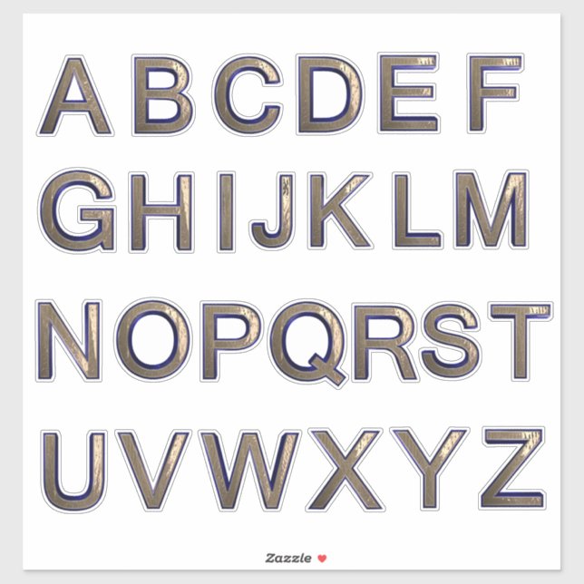 A-Z alphabet gold letters Custom-Cut Vinyl Sticker (Sheet)