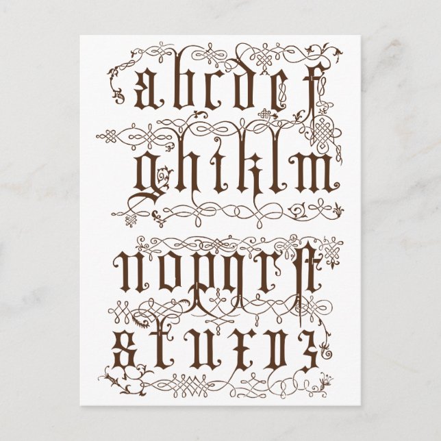 A-Z Alphabet Illustrative accesories Postcard (Front)