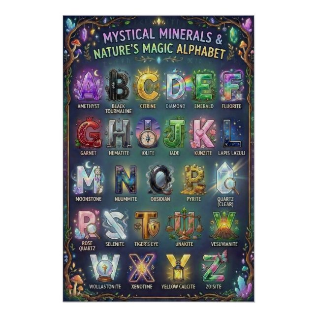 A-Z Mystical Crystals Alphabet Poster (Front)