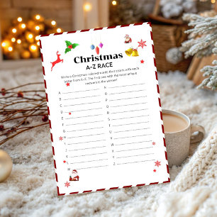 A-Z Word Christmas Party game card
