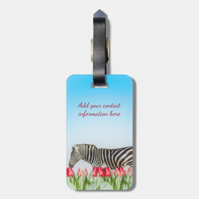 A Zebra Among the Tulips Luggage Tag (Back Vertical)