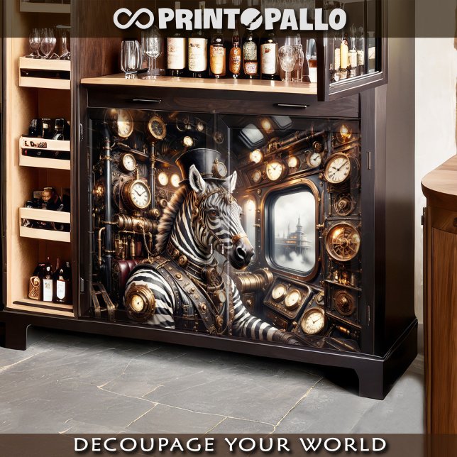 A zebra driving victorian train in steampunk era tissue paper (Creator Uploaded)