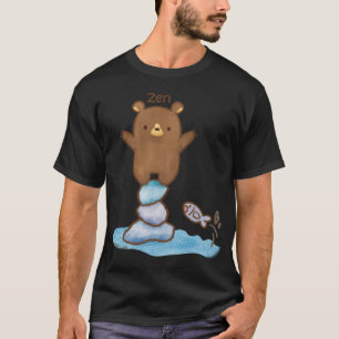 A Zen Bear Rock Balancing Meditation Art T-Shirt
