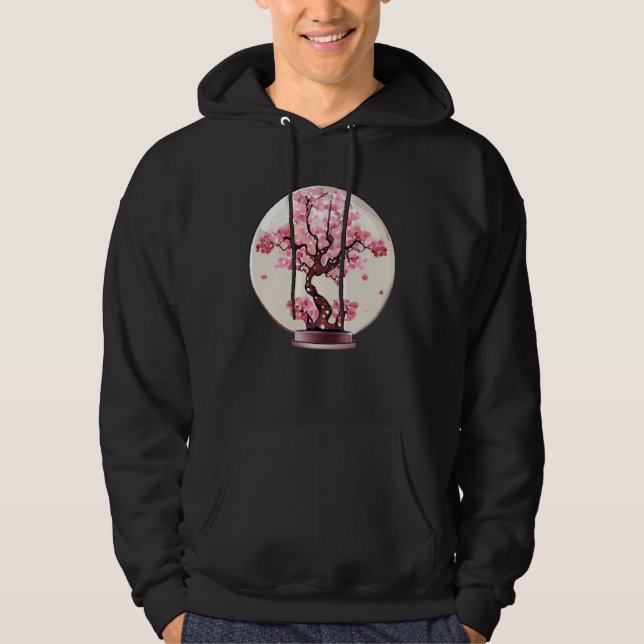 A Zen Like Atmosphere with a Cherry Blossom Globe Hoodie (Front)