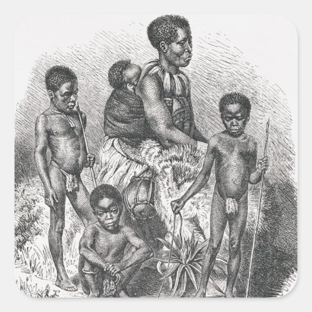 A Zulu family from The History of Mankind Square Sticker (Front)