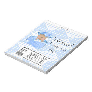 AA Baby Shower Candy Bar Wrapper Party Favour Notepad