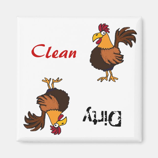 AA- Funky Rooster Dishwasher Magnet (Front)