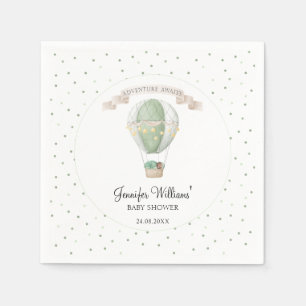 AA green hot air balloon baby shower paper napkins