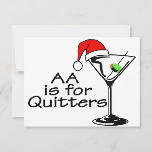 AA Is For Quitters Christmas Martini Holiday Card