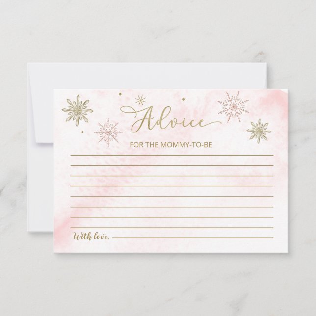 AA little Snowflake Pink Baby Shower Advice Cards (Front)