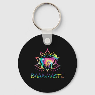 Aa Maste Tie Dye Goat Yoga Lotus Mandala Humor Key Ring