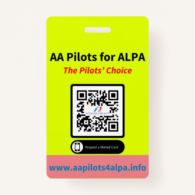 AA Pilots Fund Our Future ID Badge (Front)