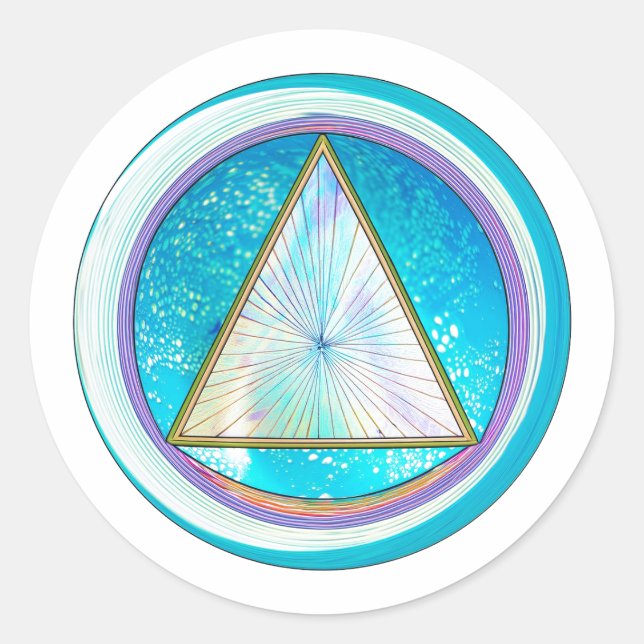 AA Recovery Circle Triangle Crystalline Meditation Classic Round Sticker (Front)