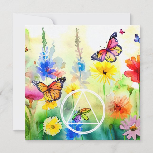 AA Symbol Butterflies and Flowers Recovery Card (Front)