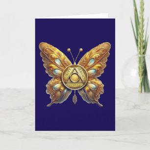 AA Symbol Coin Butterfly Anniversary Card
