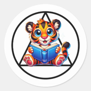 AA Symbol Tiger Cub Reading Big Book Recovery Classic Round Sticker