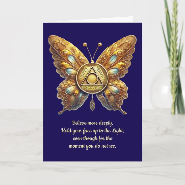 AA Unity Symbol Butterfly, Prayer Anniversary Card (Front)