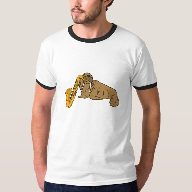 AA- Walrus Playing the Saxophone T-shirt (Front)