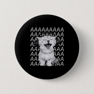 Aaaa Screaming Cat Meme Wearing Headphones Cat Int 6 Cm Round Badge