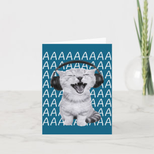 Aaaa Screaming Cat Meme Wearing Headphones Cat Int Card