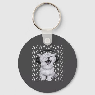 Aaaa Screaming Cat Meme Wearing Headphones Cat Int Key Ring