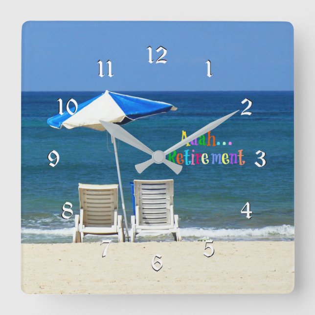 Aaah...retirement, fun at the beach square wall clock (Front)