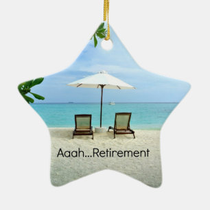 Aaah...retirement, Relaxing at the Beach Ceramic Tree Decoration