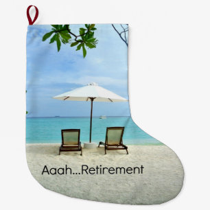 Aaah...retirement, Relaxing at the Beach Large Christmas Stocking