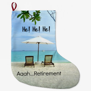 Aaah...retirement, Relaxing at the Beach Large Christmas Stocking