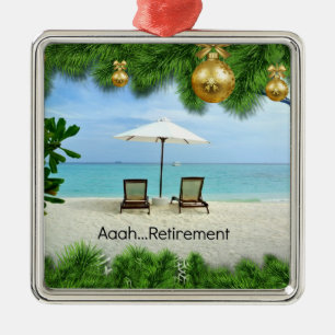Aaah...retirement, relaxing beach scene, metal tree decoration