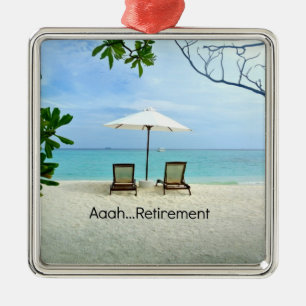 Aaah...retirement, relaxing beach scene, metal tree decoration