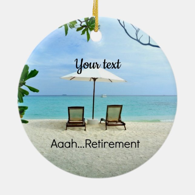 Aaah...retirement TEMPLATE Ceramic Tree Decoration (Back)
