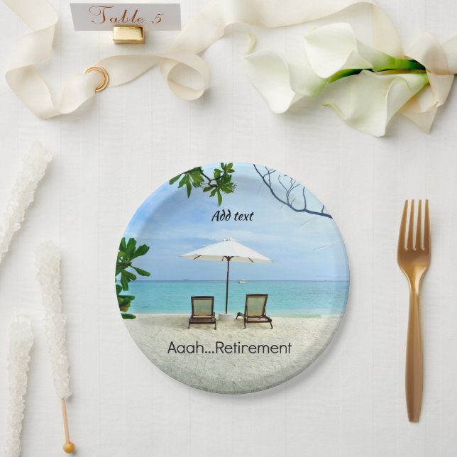 Aaah retirement template, personalise, paper plate (Wedding)
