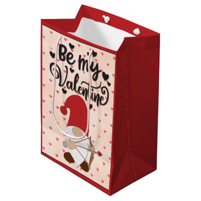 Aaahhh! A Valentine Gnome Surrounded by Hearts Medium Gift Bag (Front Angled)