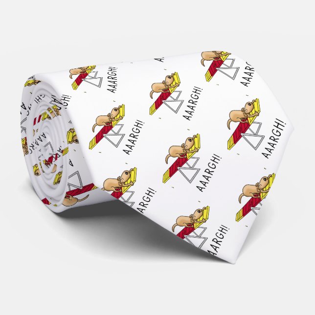 AAARGH! Funny scared nervous dog agility teeter Tie (Rolled)