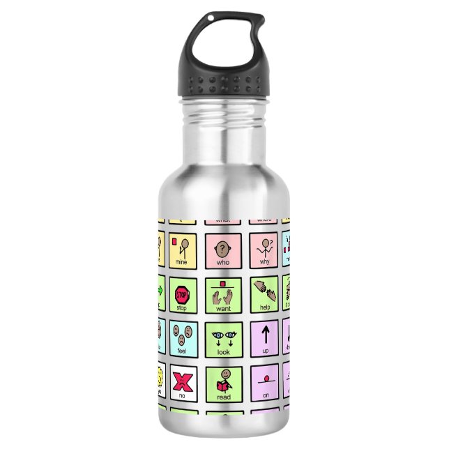 AAC Core Board Speech Pathology Speech Therapist  710 Ml Water Bottle (Front)
