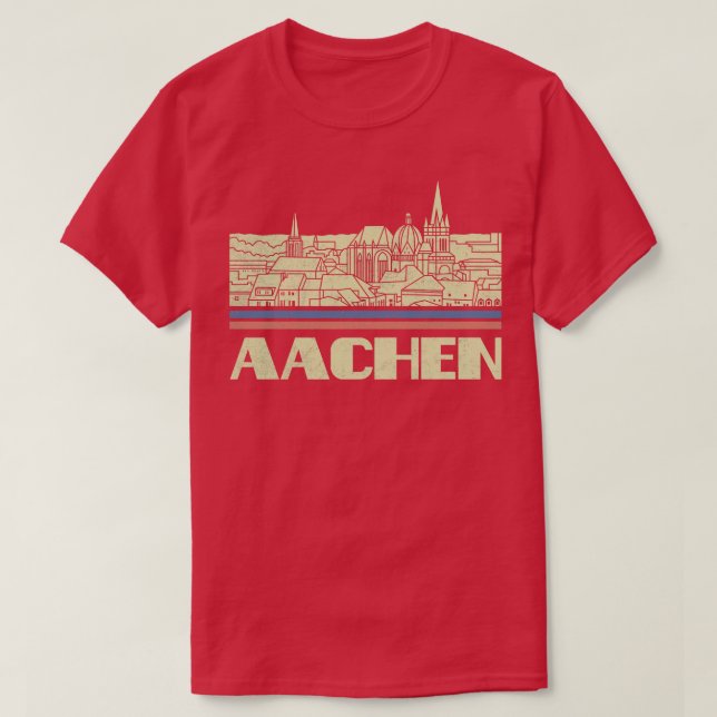 Aachen City Gift Germany City Silhouette Skyline D T-Shirt (Design Front)