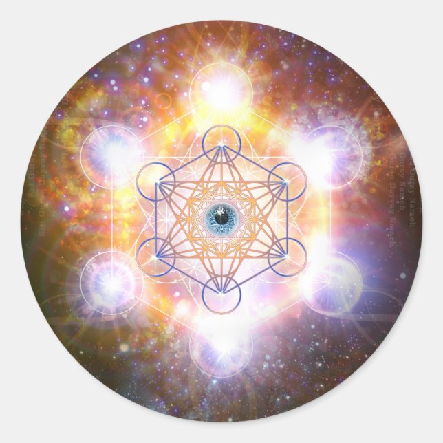 "Aad Guray Nameh"-Protective Mantra-Merkaba Classic Round Sticker (Front)