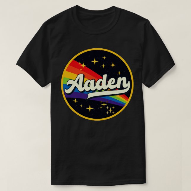 Aaden Rainbow In Space Vintage Style T-Shirt (Design Front)