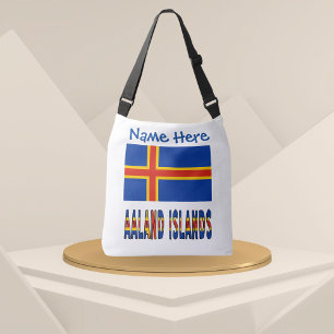 Aaland Islands Ålander Flag Blue Personalisation  Crossbody Bag