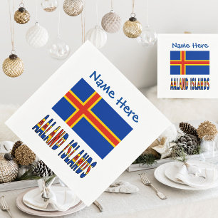 Aaland Islands Ålander Flag Blue Personalisation Napkin