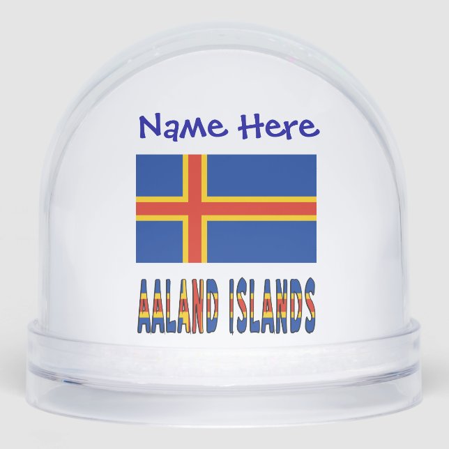 Aaland Islands Ålander Flag Blue Personalisation  Snowglobe (Front)