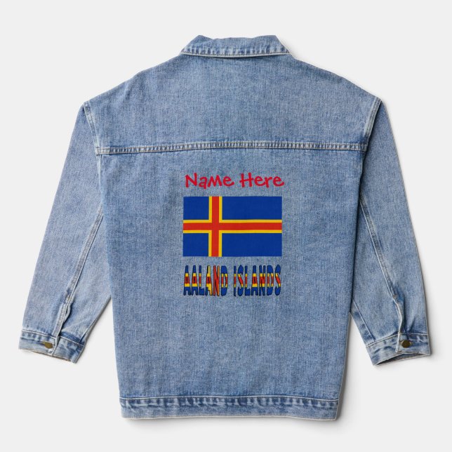 Aaland Islands and Ålander Flag Personalised Women Denim Jacket (Back)