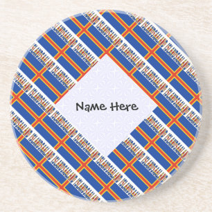 Aaland Islands and Ålander Flag Tiled with Name Coaster