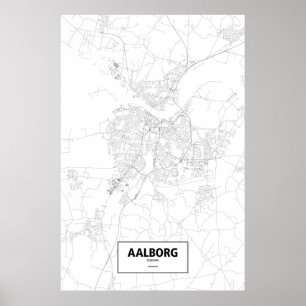 Aalborg, Denmark (black on white) Poster