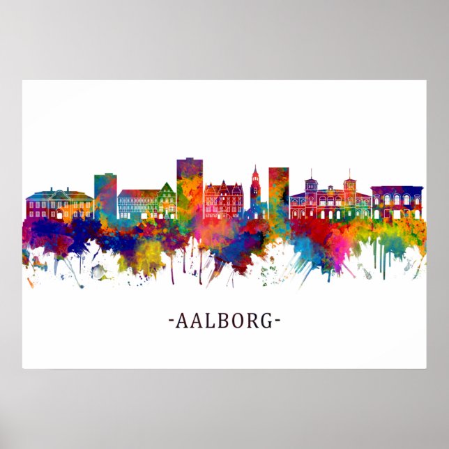 Aalborg Denmark Skyline Poster (Front)