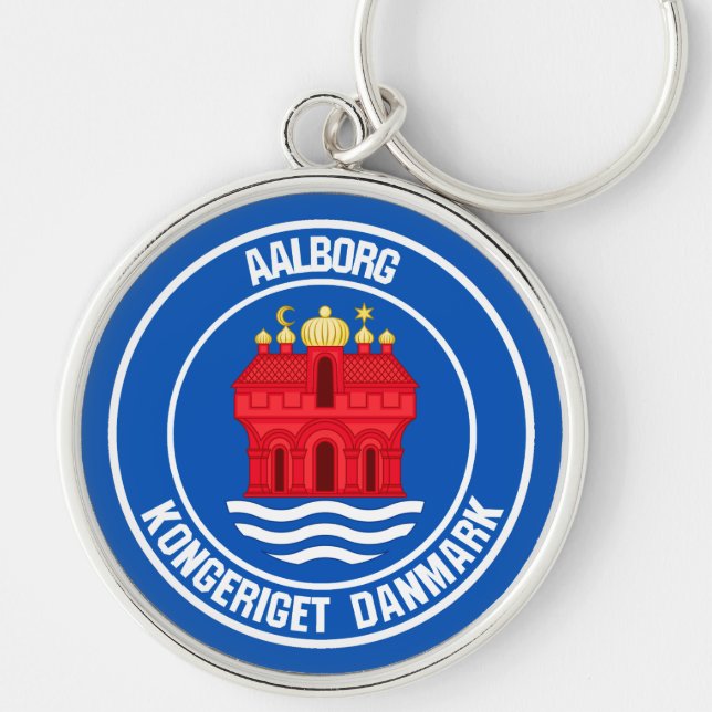 Aalborg Round Emblem Key Ring (Front)